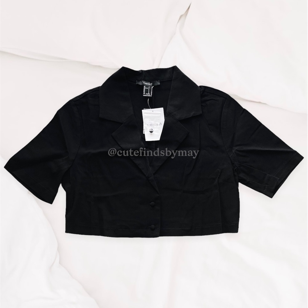 Cropped Woven Shirt and Mini Skirt Set